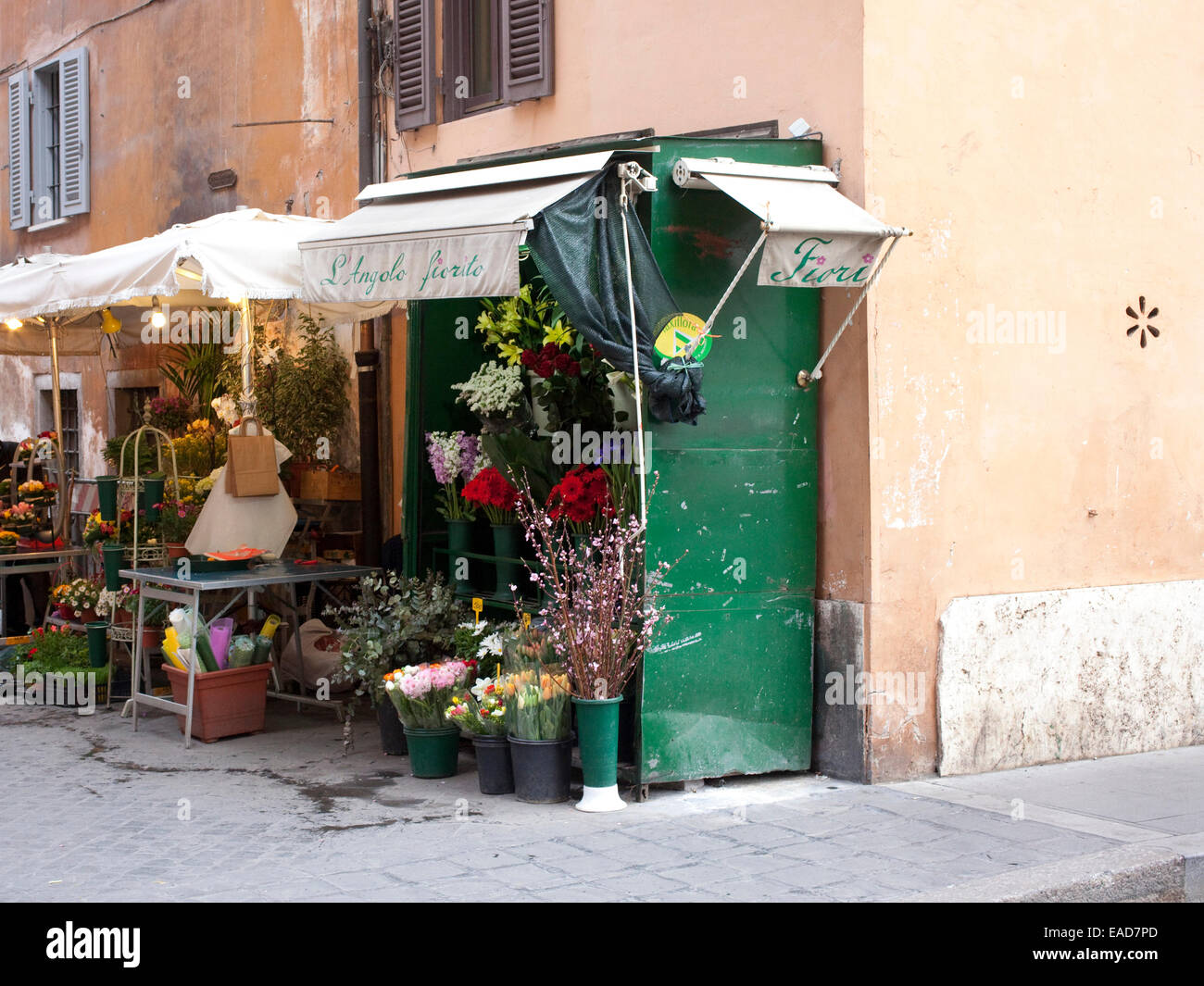 Flower Vendor, Rome Stock Photo
