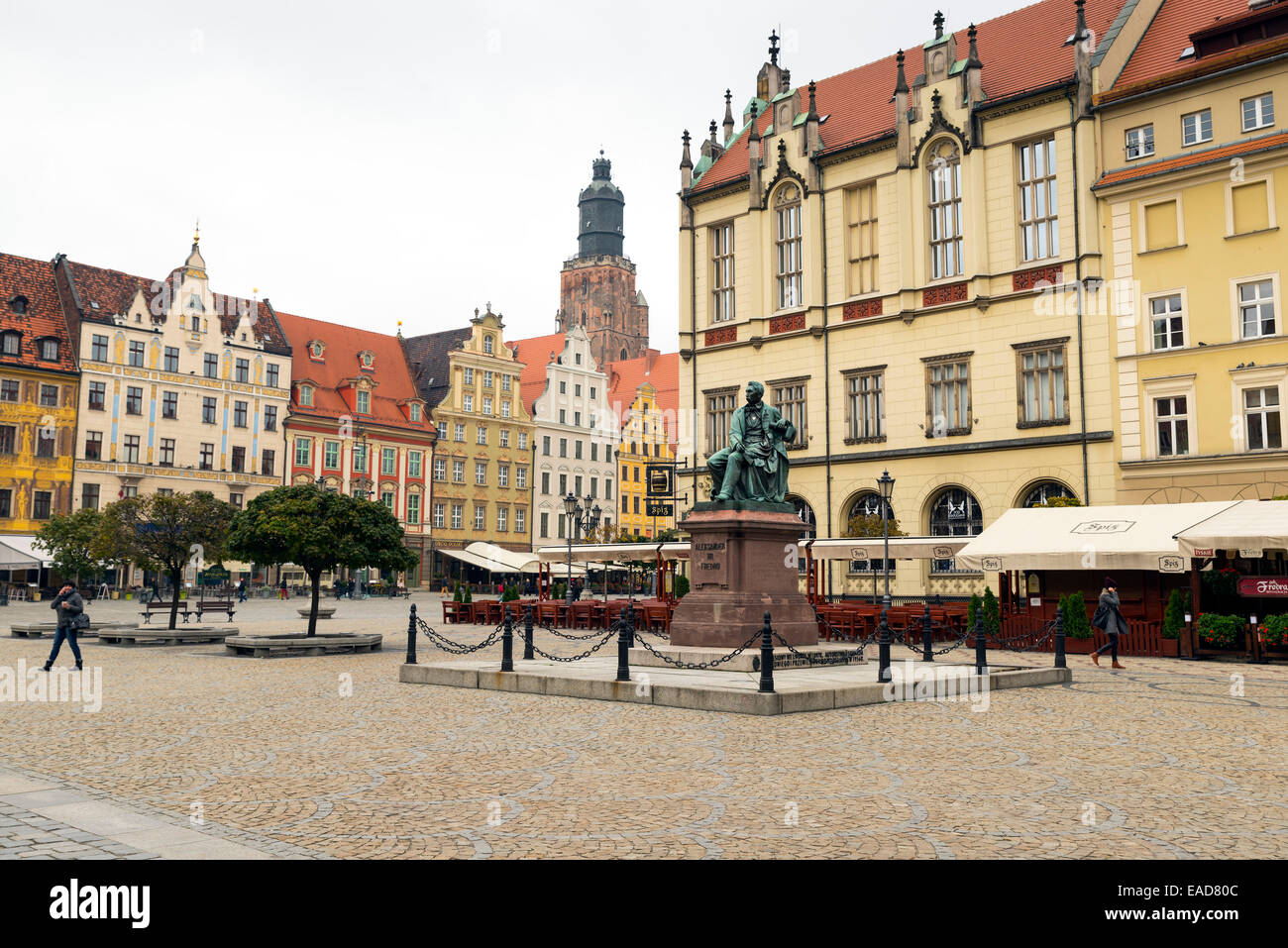 WROCLAW, POLAND - OCTOBER24, 2014: Aleksander Fredro monument - famous polish writer - Wroclaw - old town Stock Photo