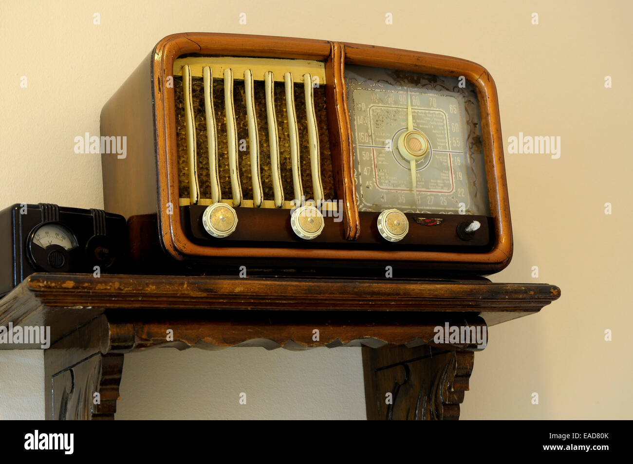 antic, radio, 50" old radio, music, memory, listen to, listen Stock Photo