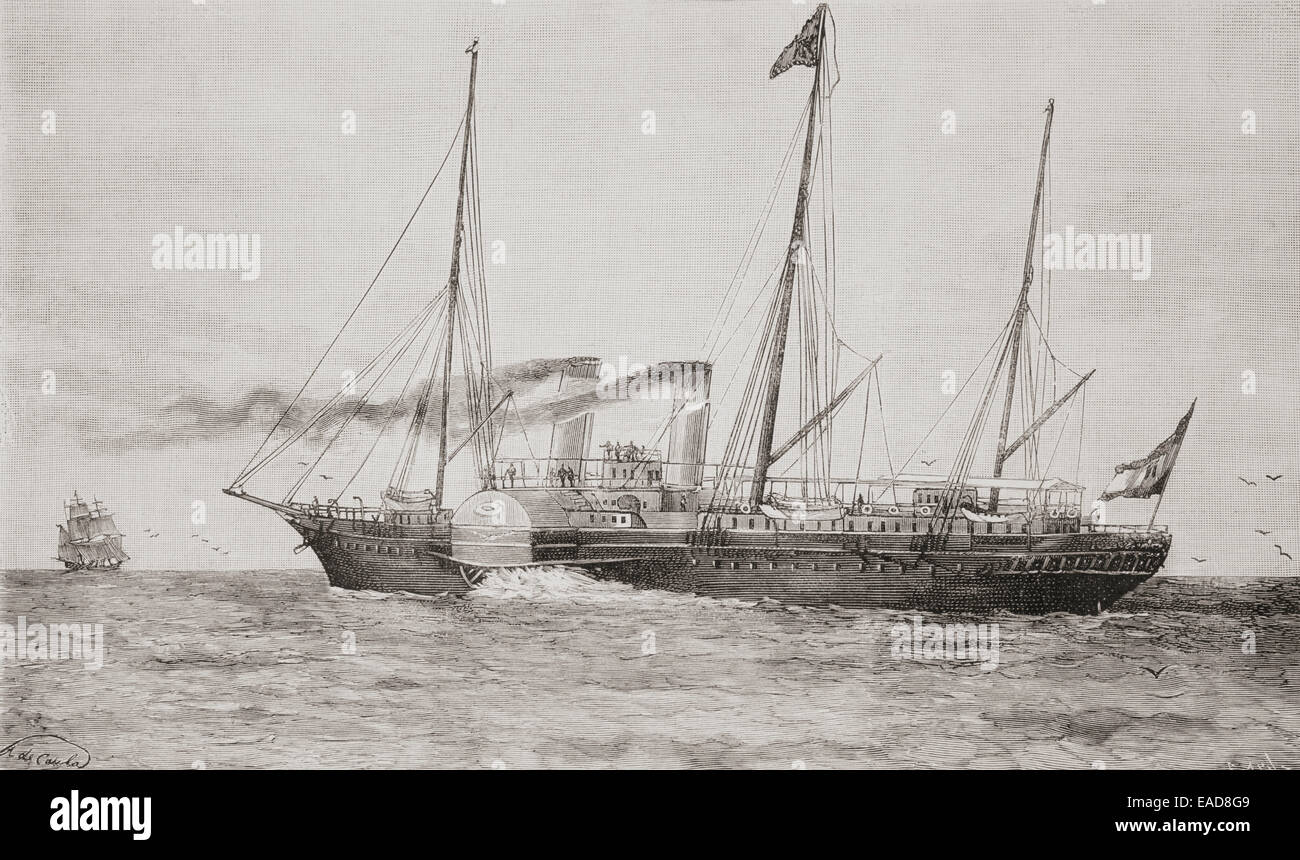 The Austrian Imperial yacht 'Miramar', aboard which Elisabeth, Empress of Austria, sailed to Spain in 1892. Stock Photo