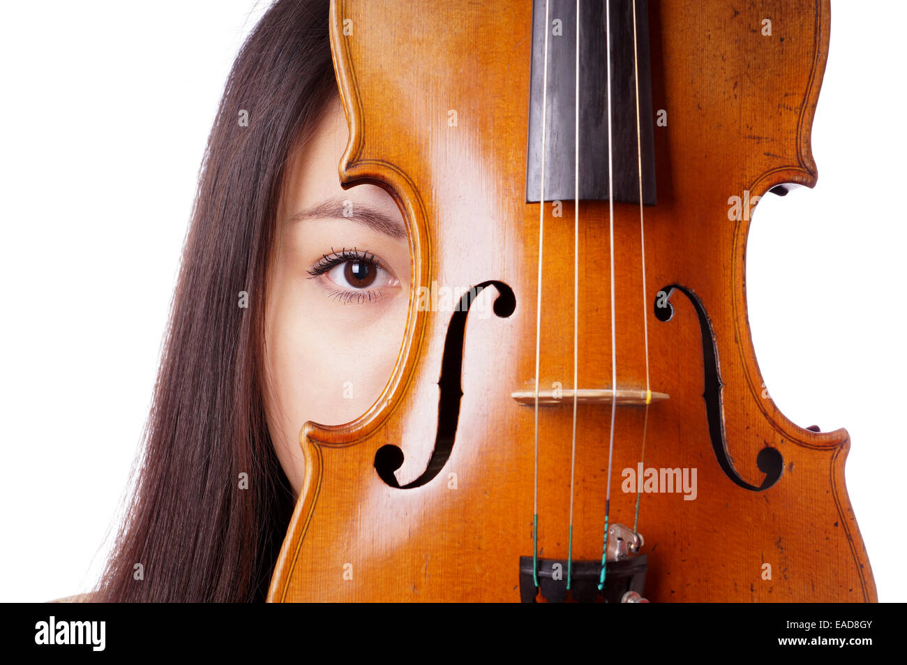 female portrait with violin Stock Photo