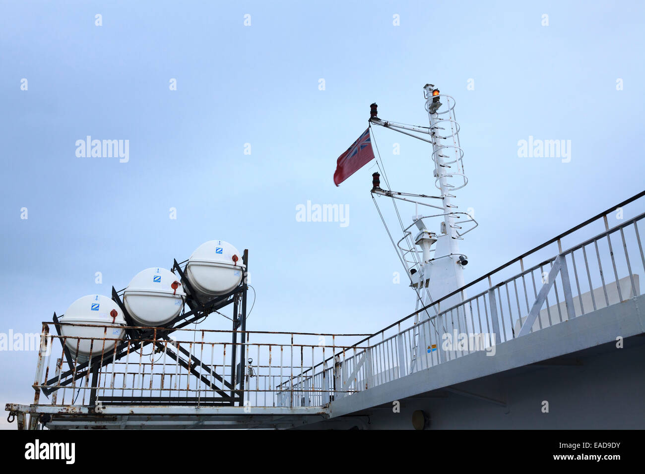 Zodiac Liferaft deployment slide on car ferry Stock Photo