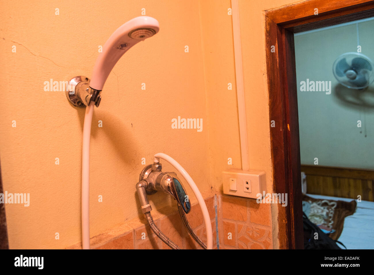 Danger.Health and safety issue. electric shock,Electric socket power