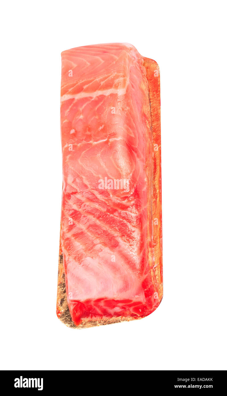 piece of red fish fillet isolated on white Stock Photo - Alamy
