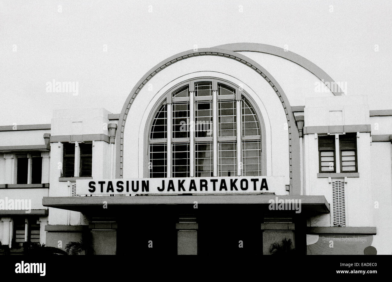 Art deco architectecture of Kota Jakarta train station building in Jakarta in Java in Indonesia in Southeast Asia Far East. Transport Travel Stock Photo