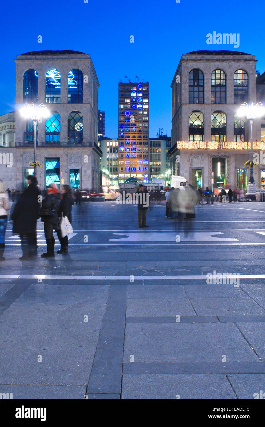 Italy, Lombardy, Milan, Duomo Square, Twentieth Century Museum, Museo del Novecento at Dusk Stock Photo