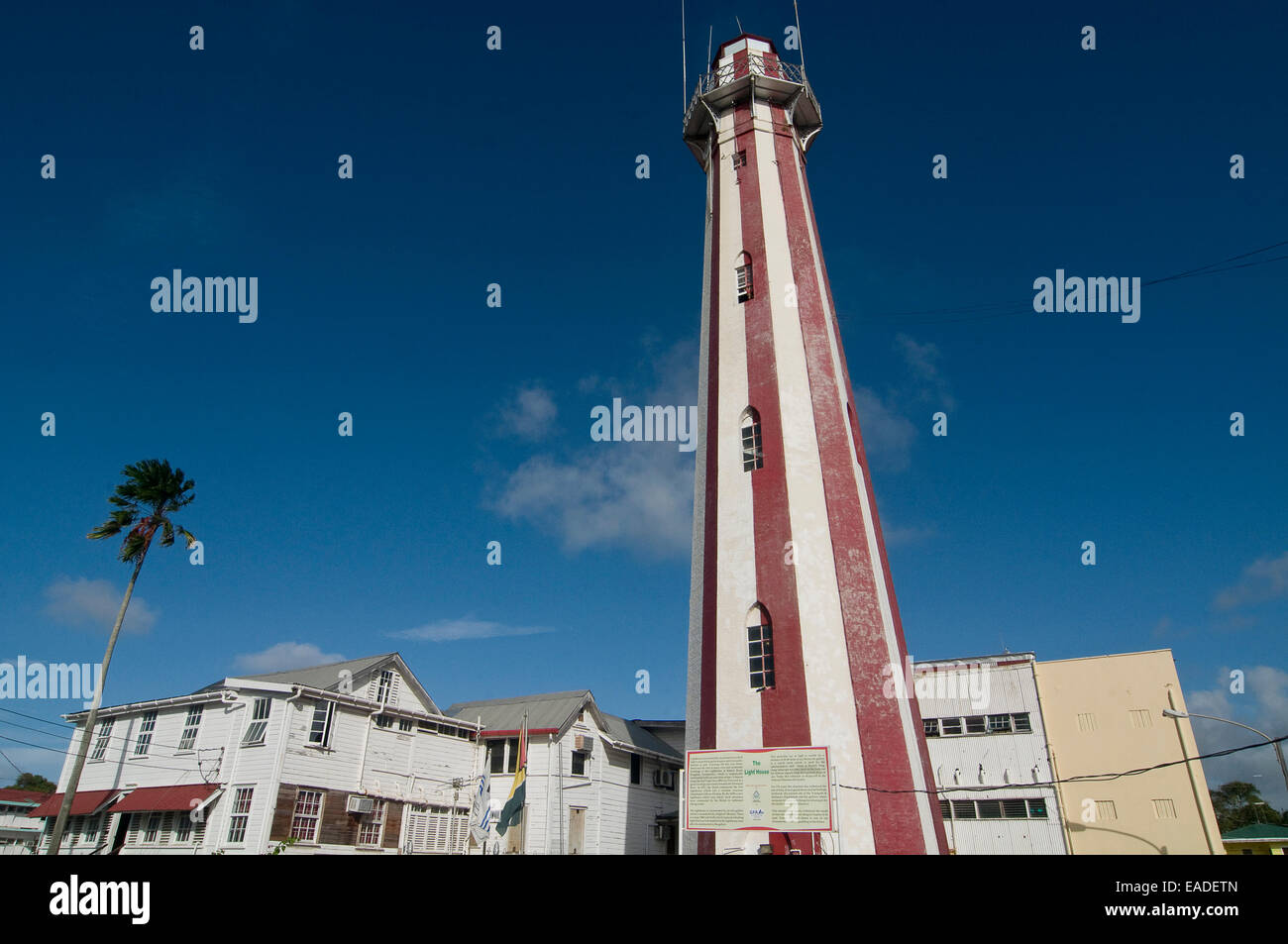 Georgetown, Demerara Mahaica, GUYANA. 12th Nov, 2014. 10 November, 2014. The 103 foot high lighthouse marking the entrance to the Demarara River from the Atlantic Ocean stands watch over the nations capital in Georgetown, Guyana. The light with 138 steps was first constructed by the Dutch in 1817 and rebuilt in brick in the 1830's to endure the test of time. The floating light has been replaced with 1000 watt bulb which can be seen 40 miles out at sea. © Ralph Lauer/ZUMA Wire/Alamy Live News Stock Photo