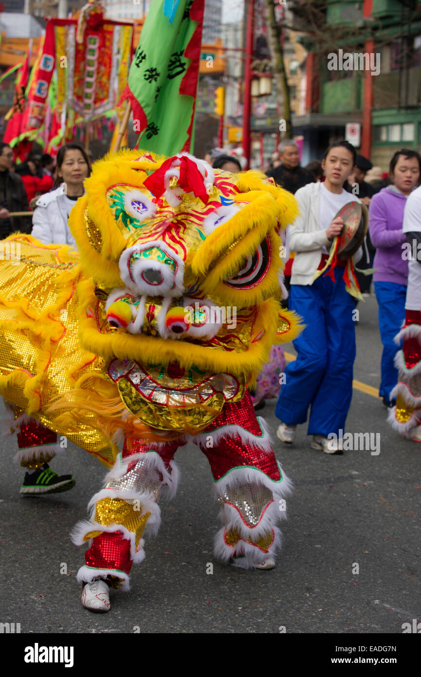 Lion dance being performed at the Chinese New Years parade, Vancouver