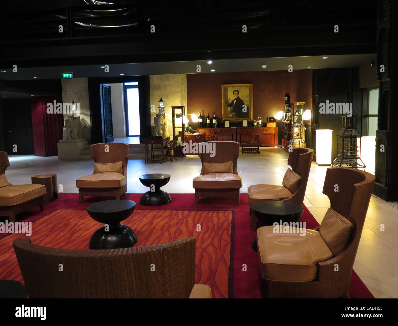 Interior reception lounge at Chateau Cos D'Estournel in the Saint-Estephe appellation of Bordeaux Stock Photo