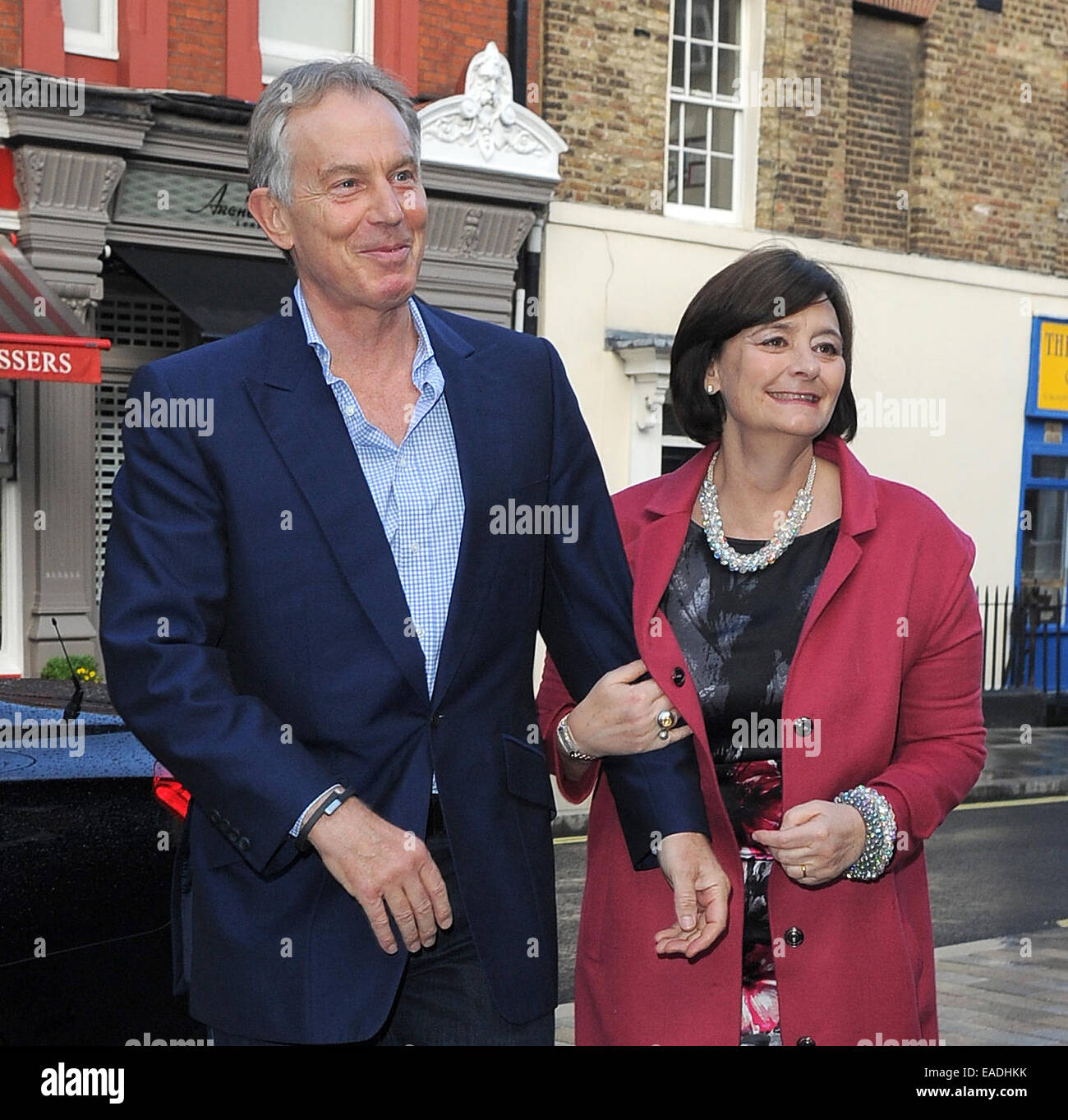 Tony Blair and wife Cherie Blair spotted outside Chiltern Firehouse in