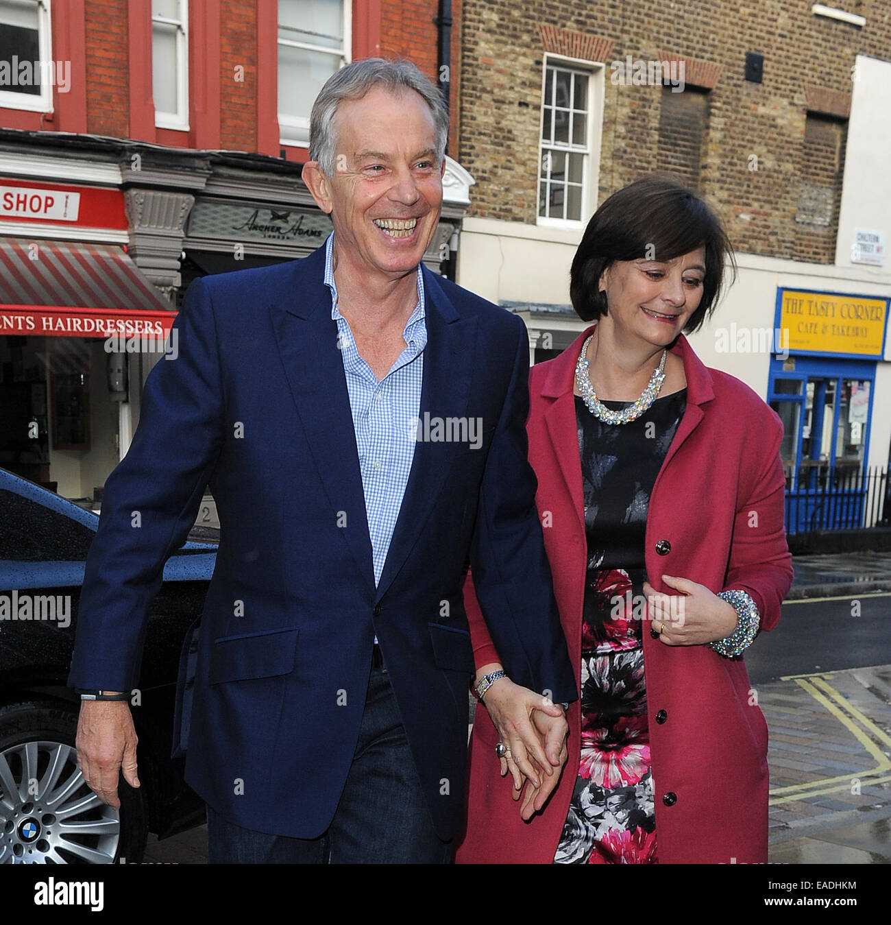 Tony Blair and wife Cherie Blair spotted outside Chiltern Firehouse in