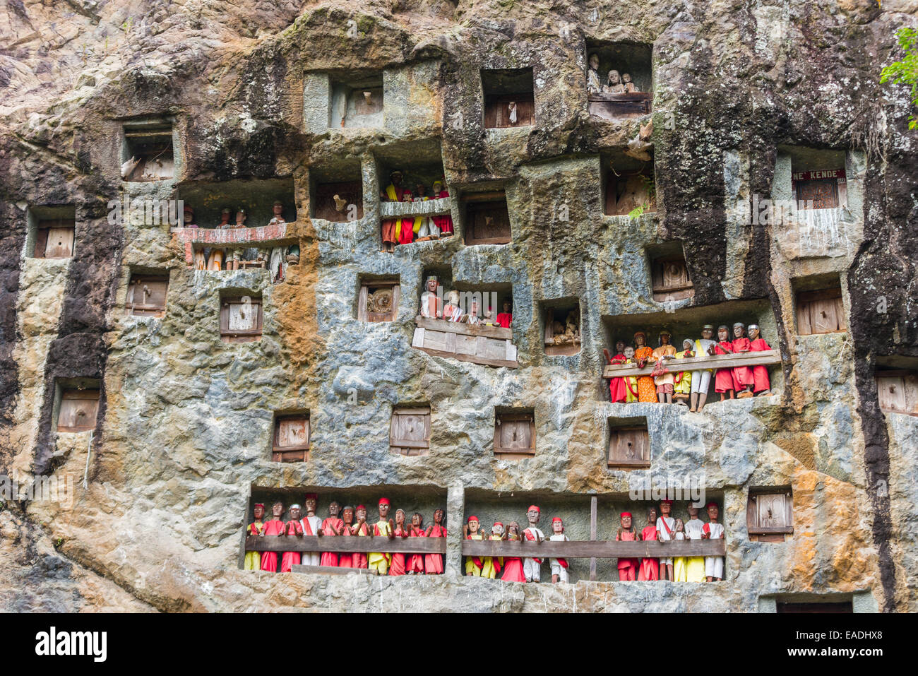 Londa (Tana Toraja, South Sulawesi, Indonesia), famous burial site with  coffins placed in caves carved into the rock, guarded by Stock Photo - Alamy