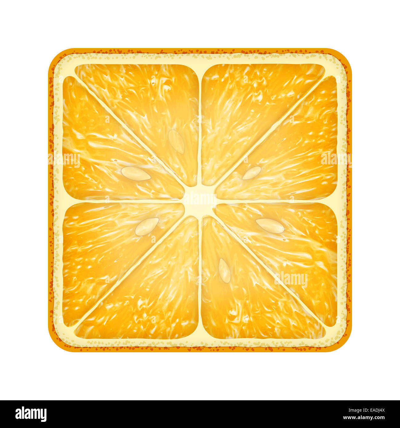 Square slice of orange. Isolated on white background Stock Photo - Alamy