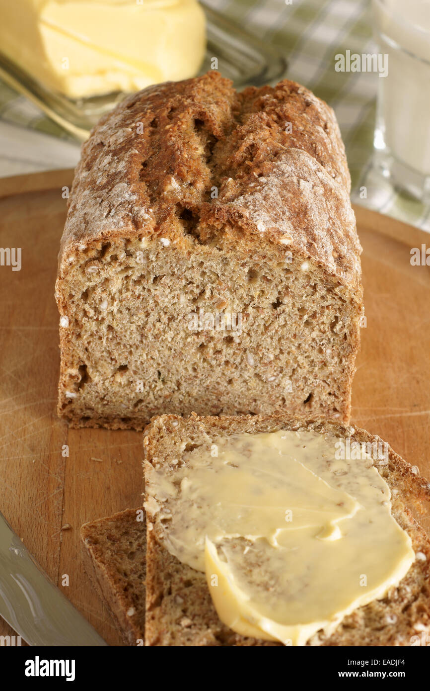 Irish wheaten bread soda bread made with wholemeal flour Stock Photo