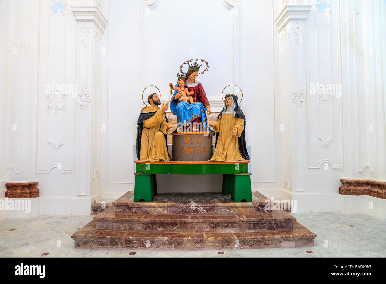 Madonna with saints in a church in Lipari Stock Photo