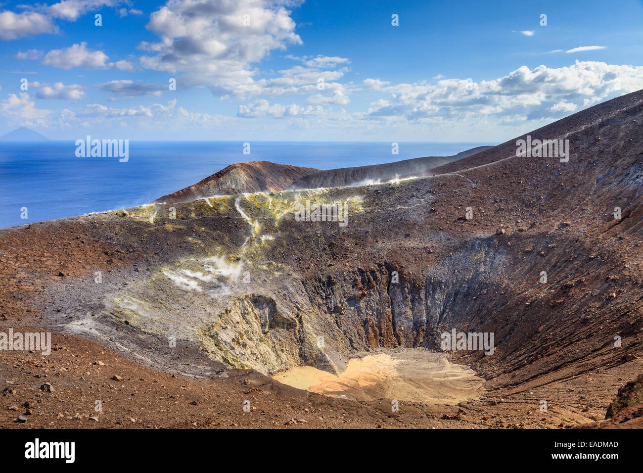 The active volcano in Vulcano Island Stock Photo