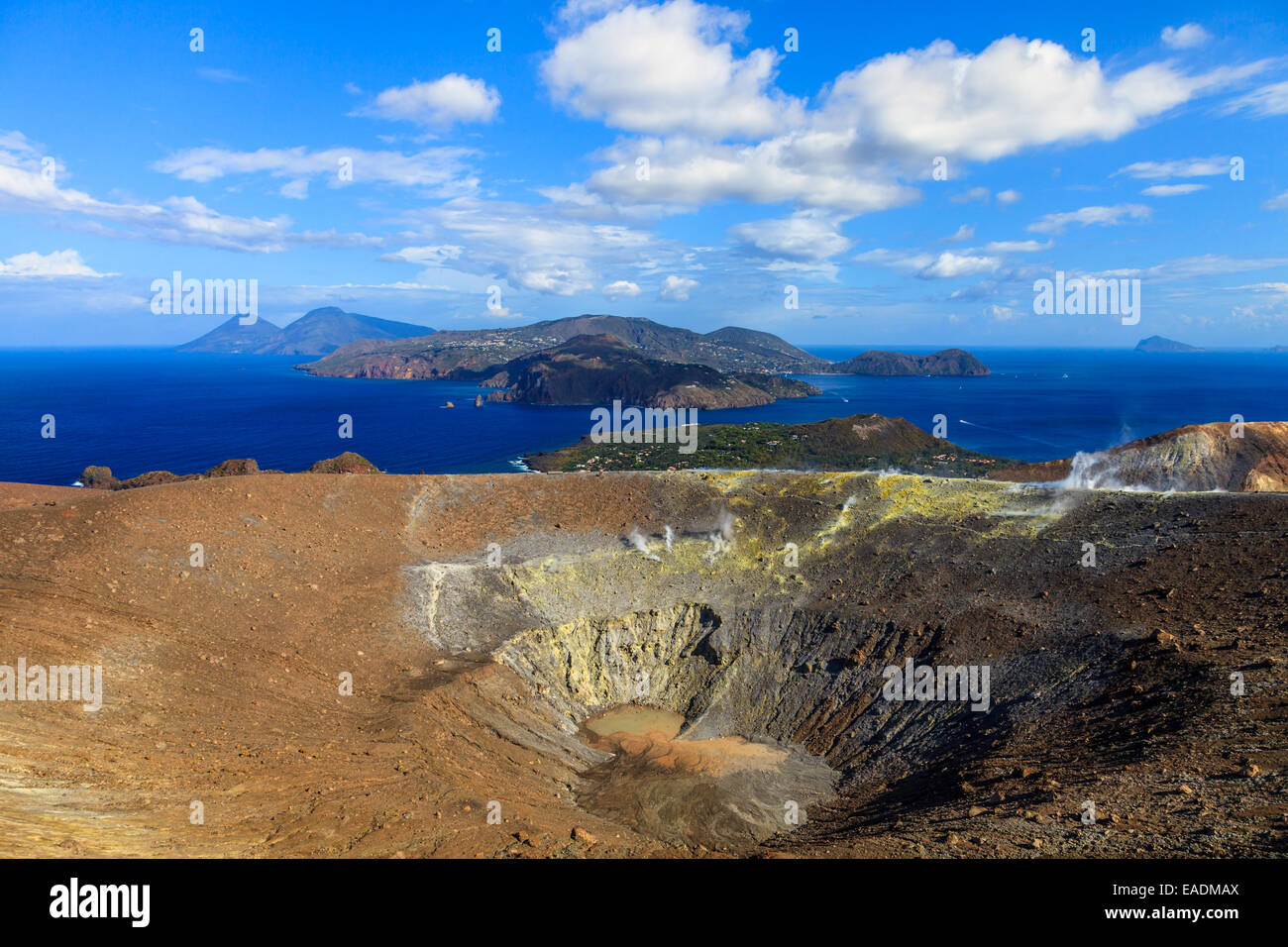 The active volcano in Vulcano Island Stock Photo