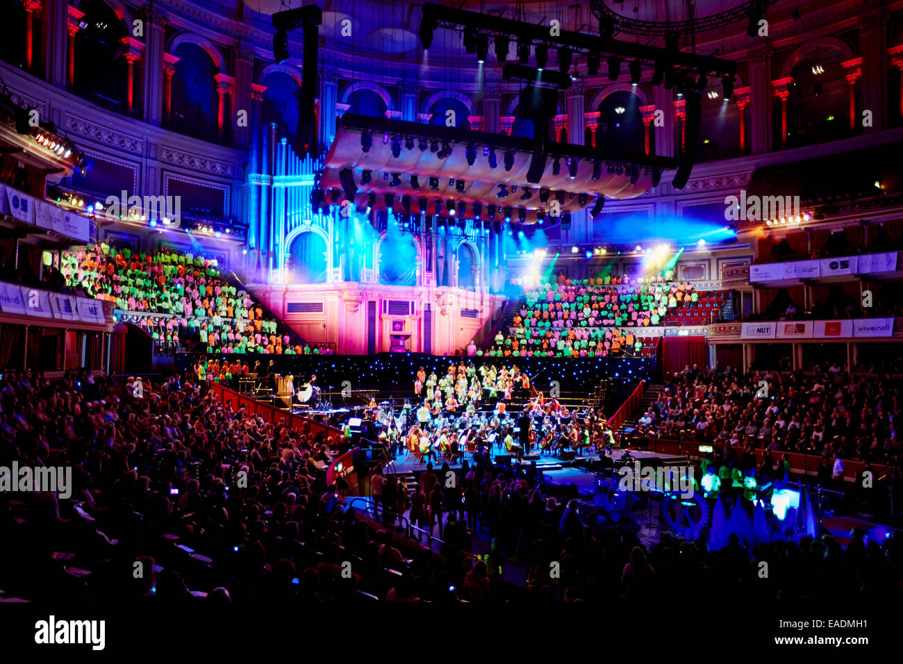 London, UK. 12th Nov 2014. South Riverside Music Partnership Massed Ensemble perform The London Breed at the Music for Youth Schools Prom 2014 at the Royal Albert Hall. Credit:  Alick Cotterill/Alamy Live News Stock Photo