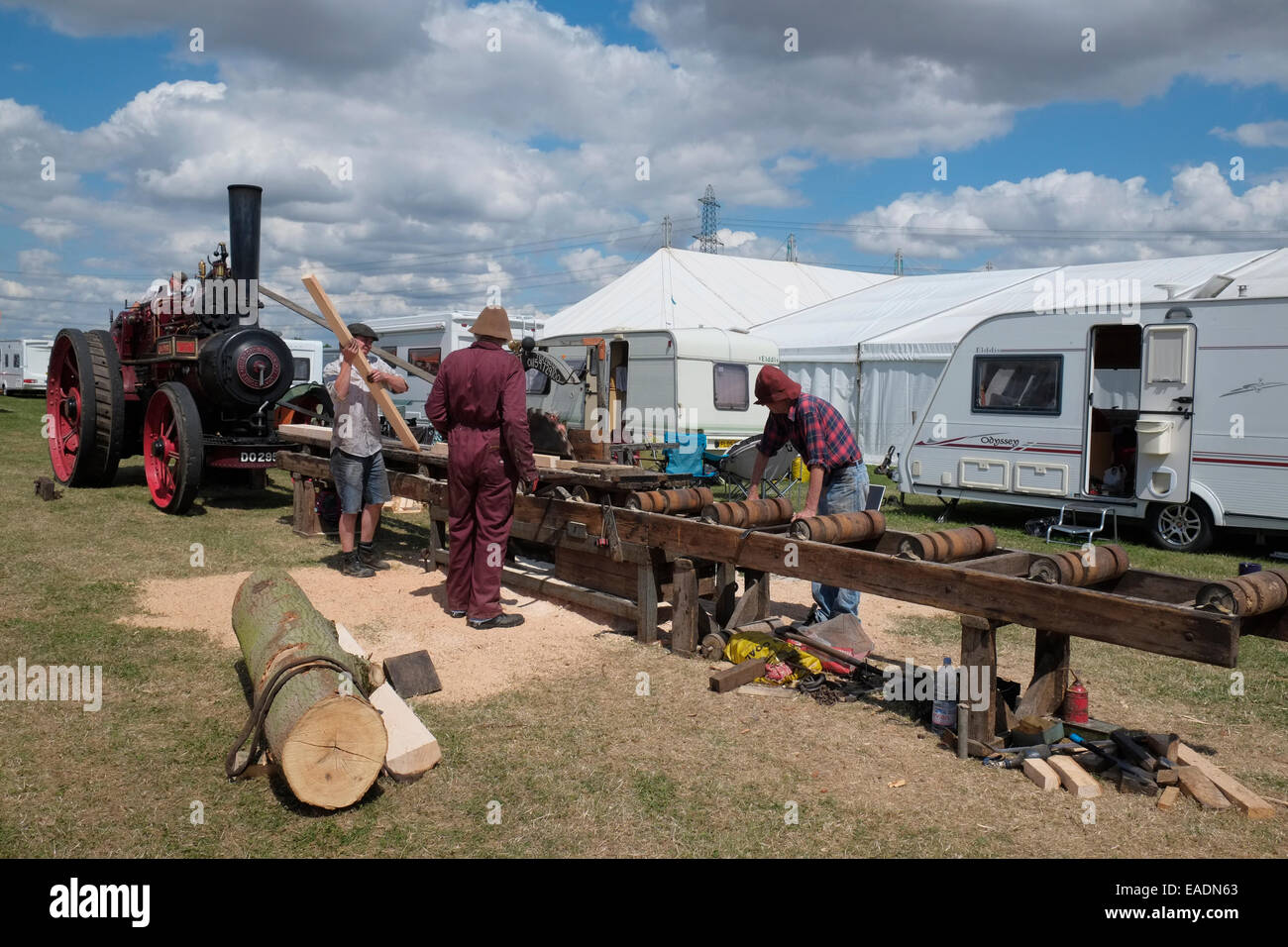 Steam-powered sawing, Heckington Show, Lincolnshire, England. Stock Photo