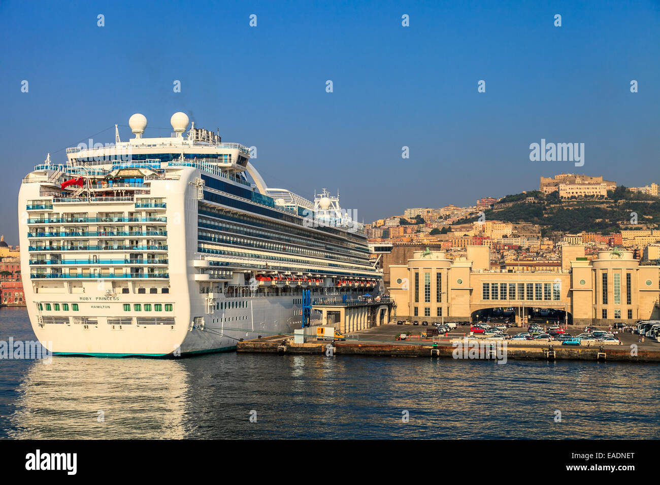 Cruise ships in the port of Naples Stock Photo