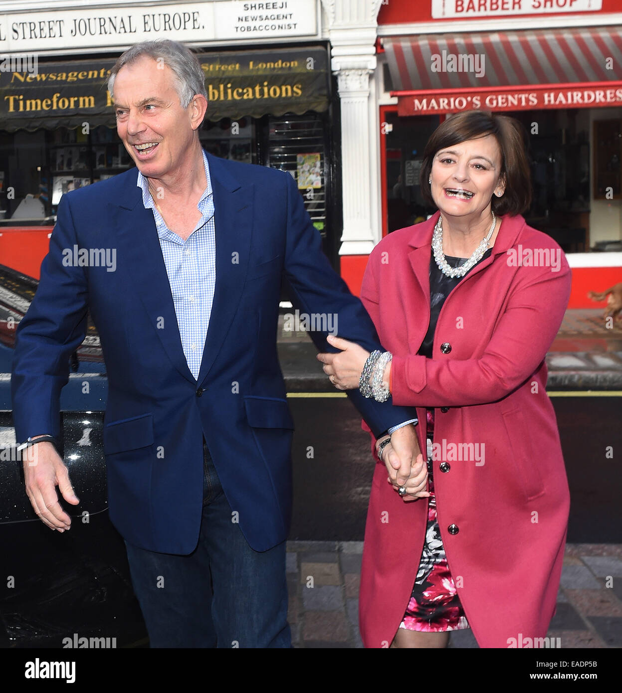Tony Blair and wife Cherie Blair spotted outside Chiltern Firehouse in
