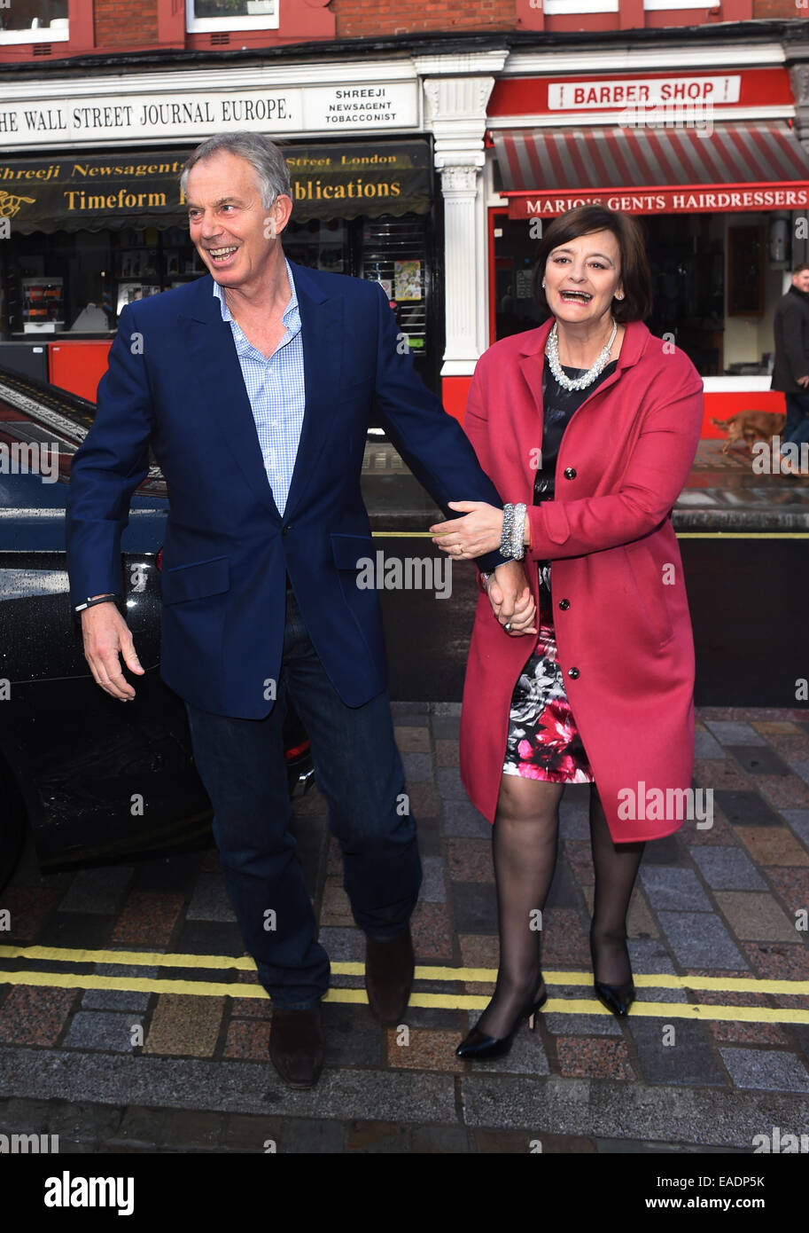 Tony Blair and wife Cherie Blair spotted outside Chiltern Firehouse in
