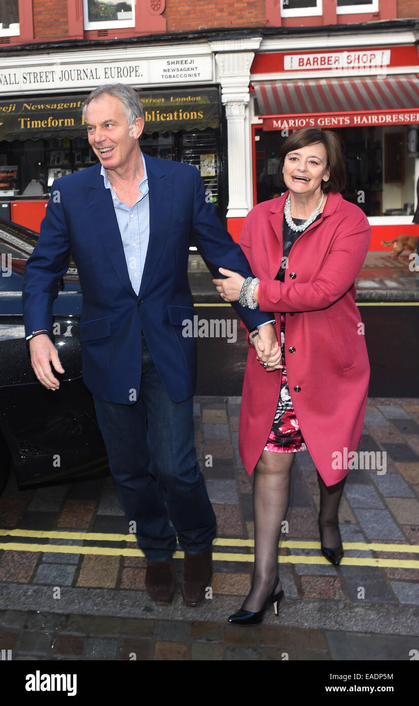 Tony Blair and wife Cherie Blair spotted outside Chiltern Firehouse in
