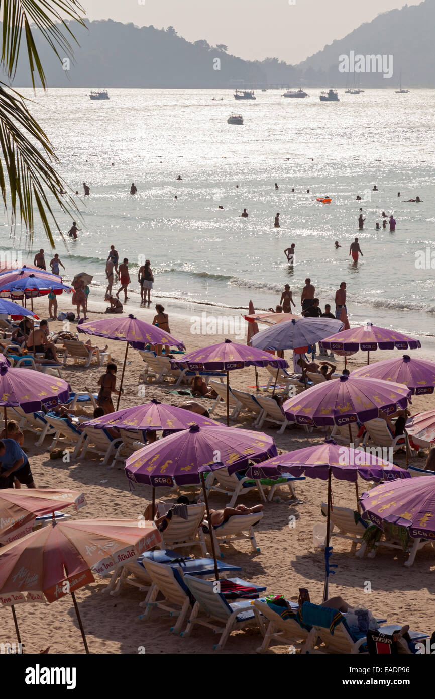Tourists on Patong Beach, Phuket, Thailand Stock Photo