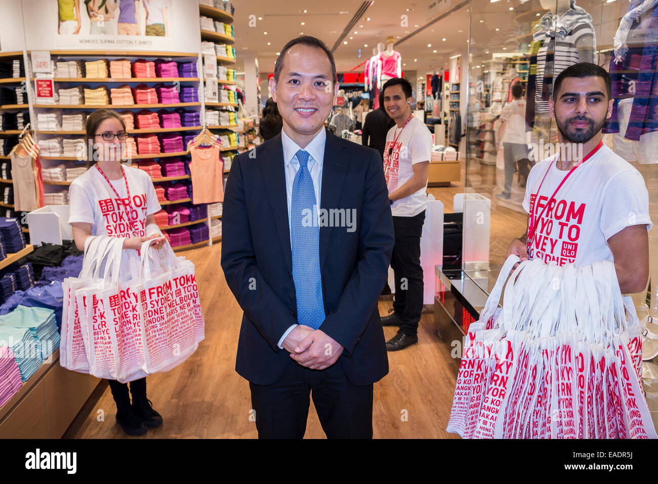 Sydney, Australia. 13th November, 2014. UNIQLO CEO Shoichi Miyasaka  pictured following the opening of the company's flagship store in Sydney.  Credit: MediaServicesAP/Alamy Live News Stock Photo - Alamy