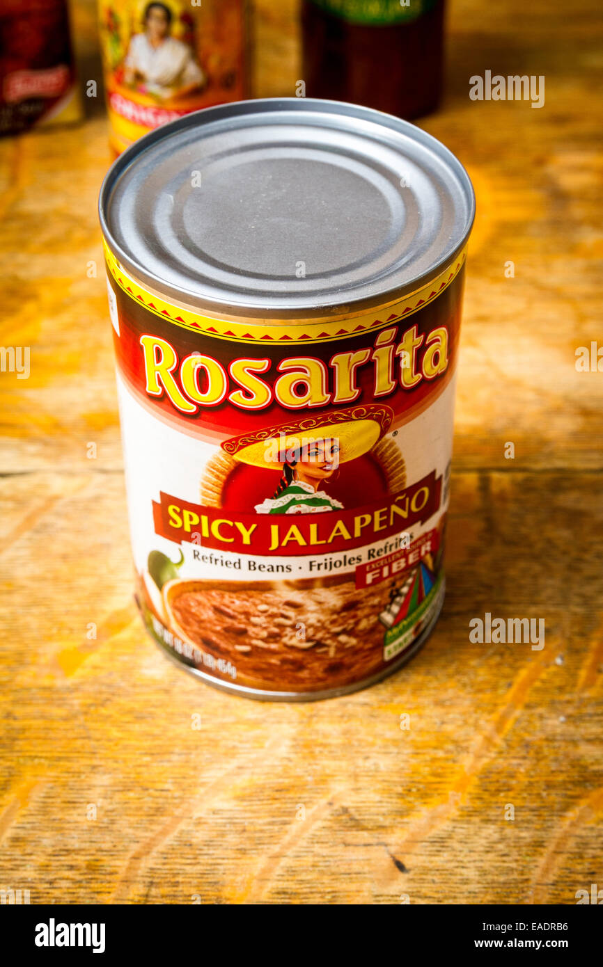 Rosarita spicy refried beans with Jalapeno chiles Stock Photo Alamy