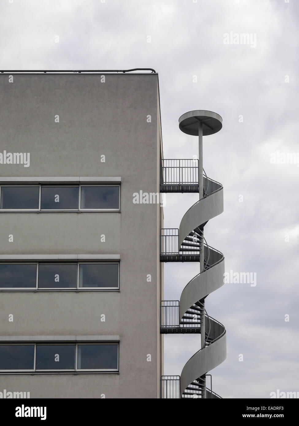 Modern building with exterior fire escape stairs Stock Photo