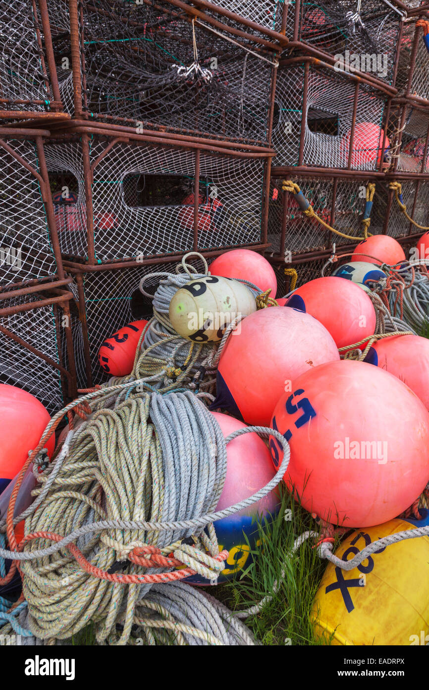 Crab pots and buoys used in commercial fishing, Kodiak Island, Alaska