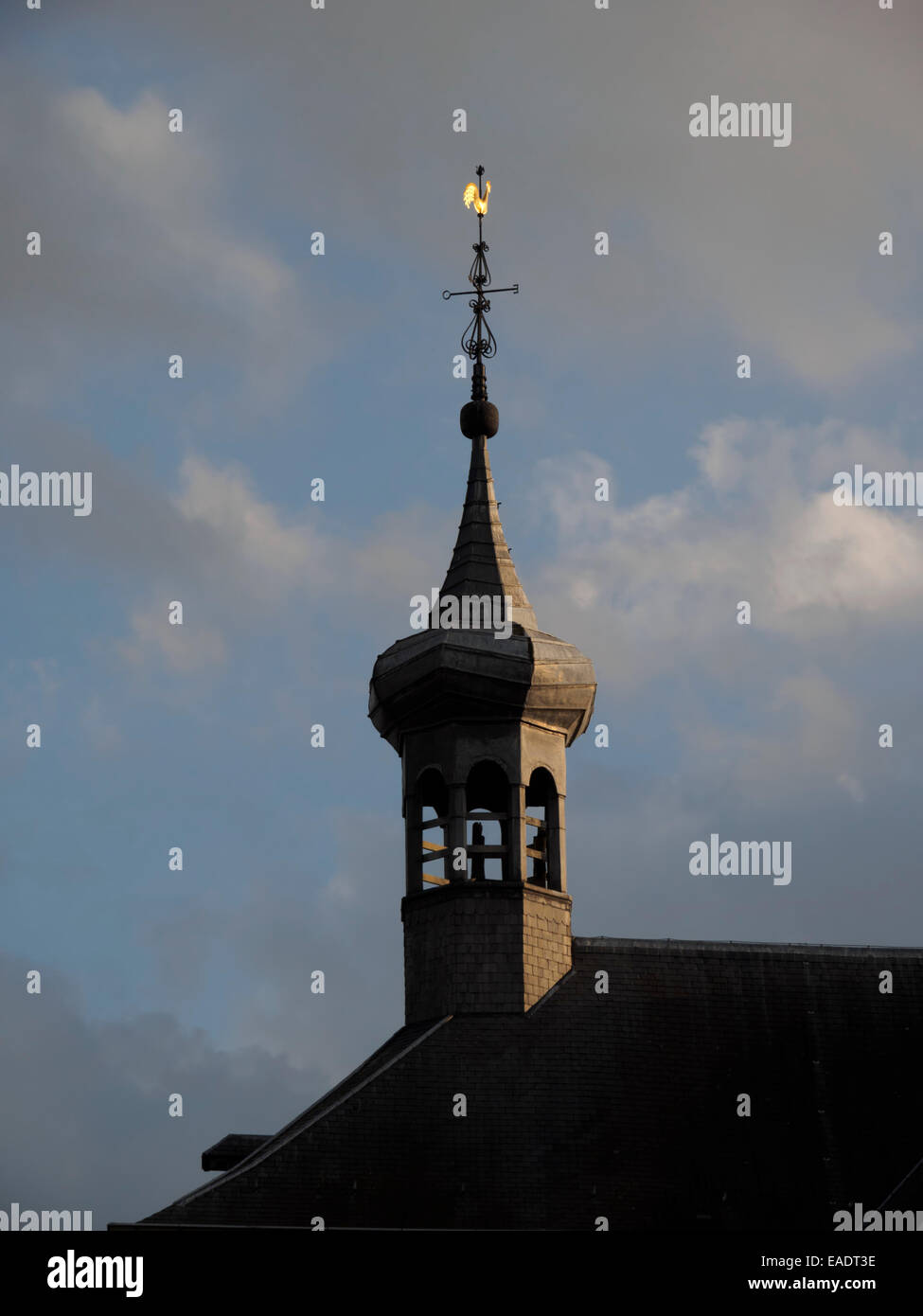 Nederlands Gereformeerde Kerk church steeple in Maastricht, The Netherlands, Europe Stock Photo