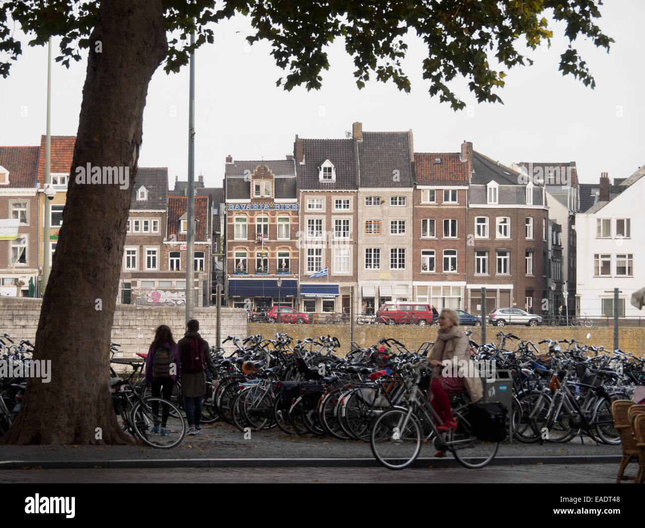 Parked bicycles in Maastricht, The Netherlands, Europe Stock Photo
