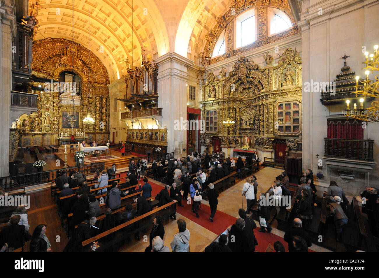 Catholic mass at the Sé Nova cathedral in Coimbra, Portugal, Europe Stock Photo