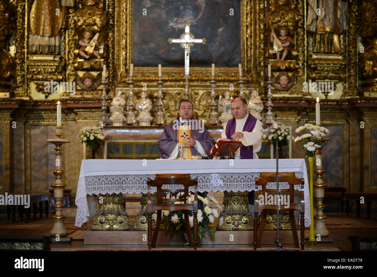 Priest celebrating catholic mass Stock Photo