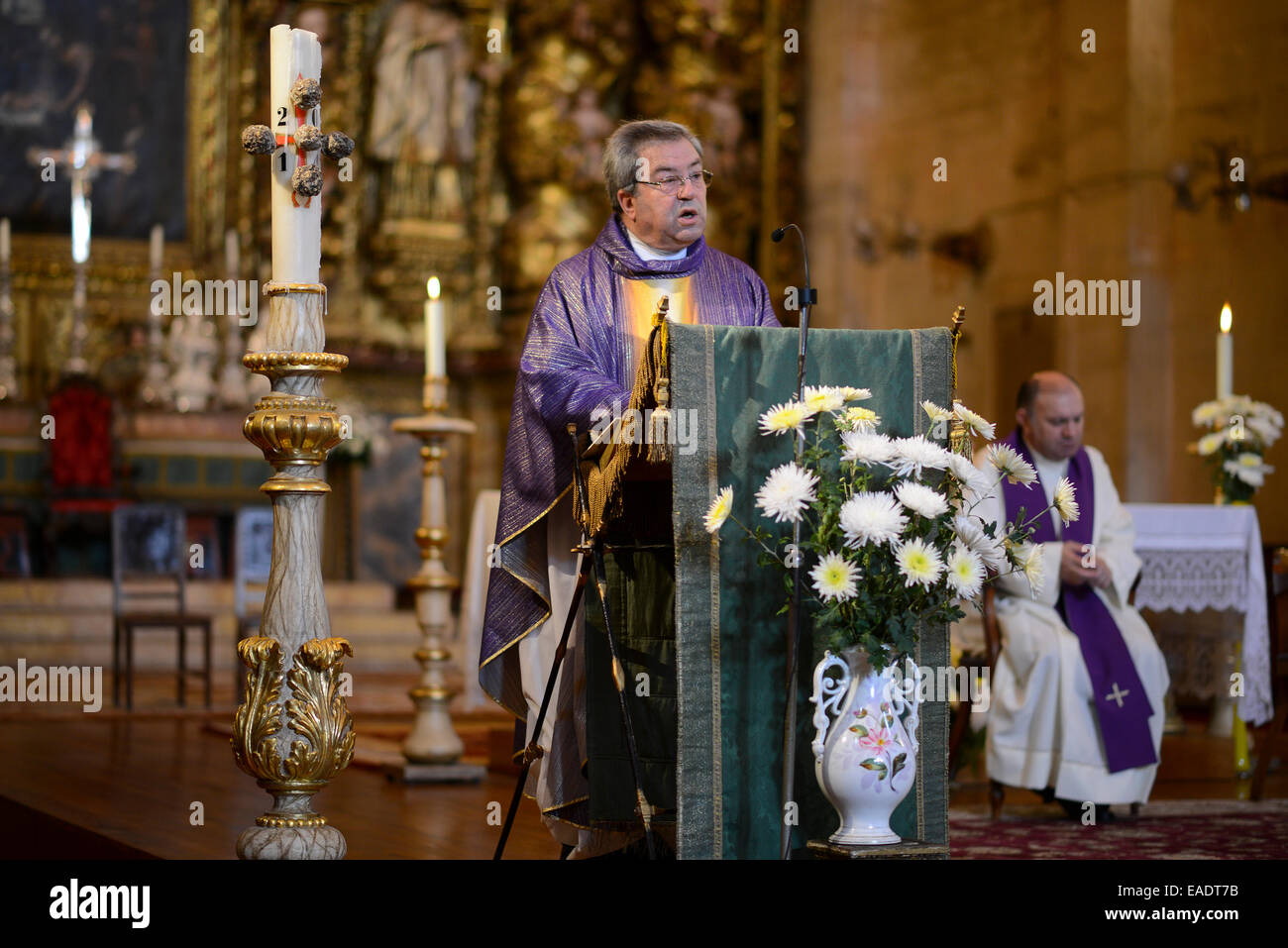 Priest celebrating catholic mass Stock Photo
