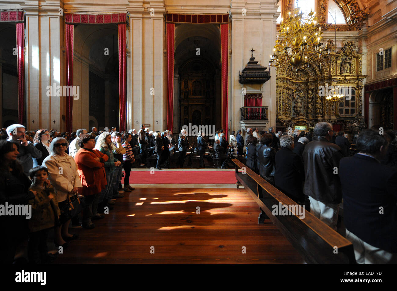 Catholic mass at the Sé Nova cathedral in Coimbra, Portugal, Europe Stock Photo