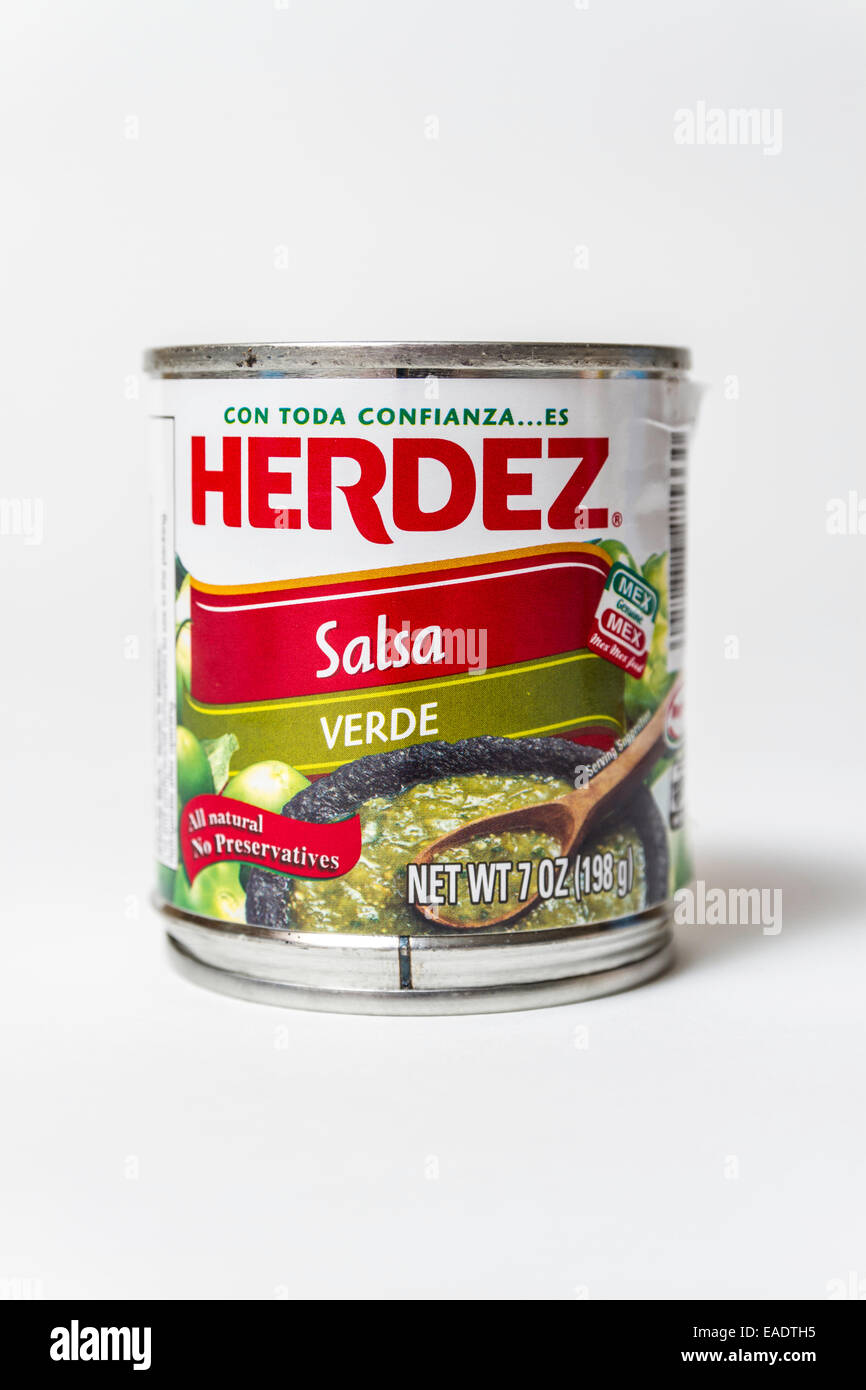 Herdez canned sauces available at most California Grocery store Stock Photo