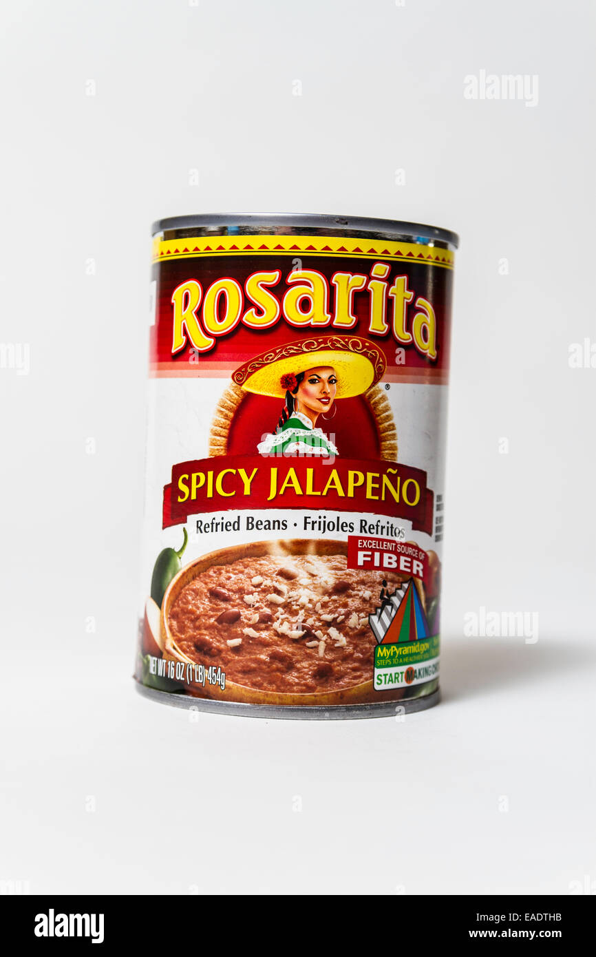 Rosarita spicy refried beans with Jalapeno chiles Stock Photo Alamy
