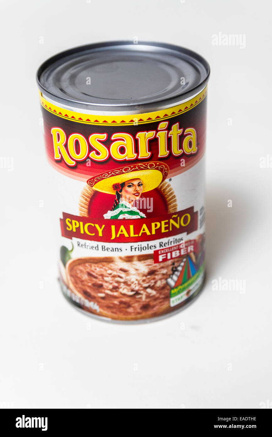 Rosarita spicy refried beans with Jalapeno chiles Stock Photo Alamy