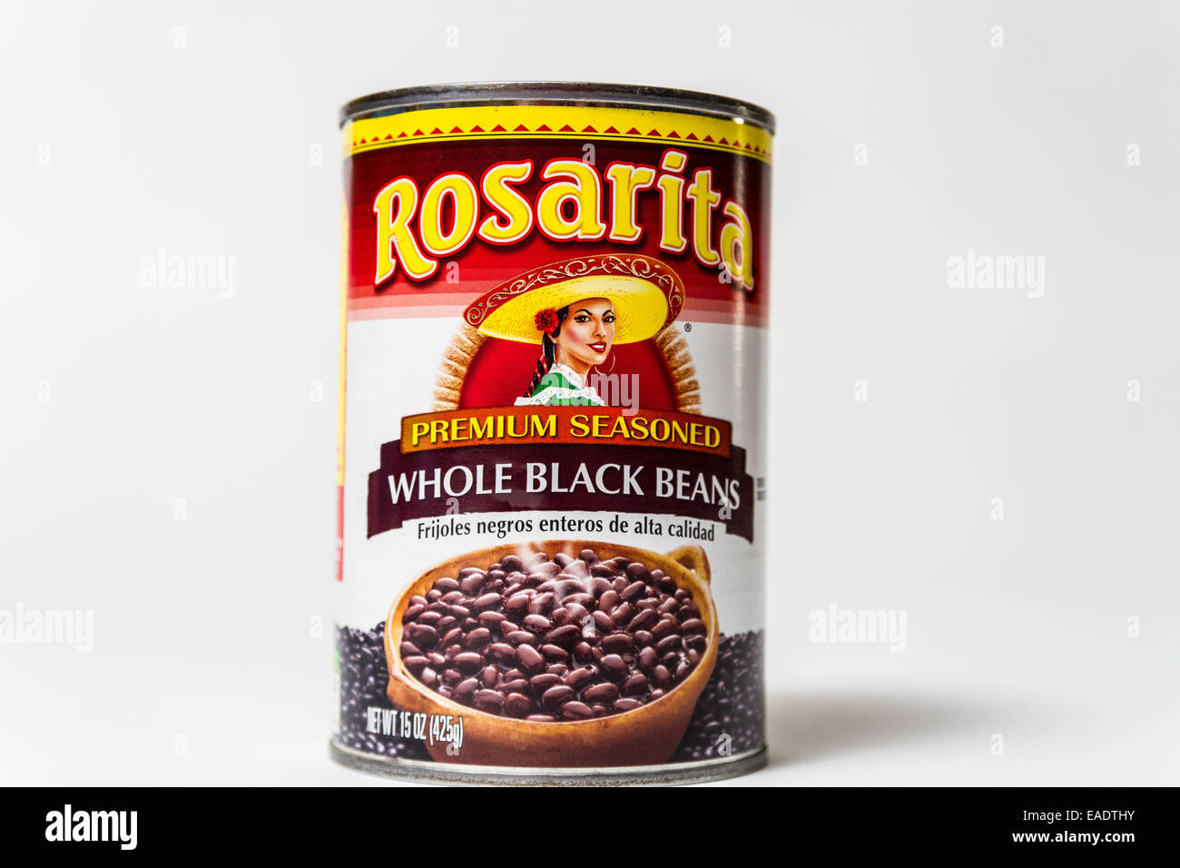 A can of Rosarita black beans available at most California grocery