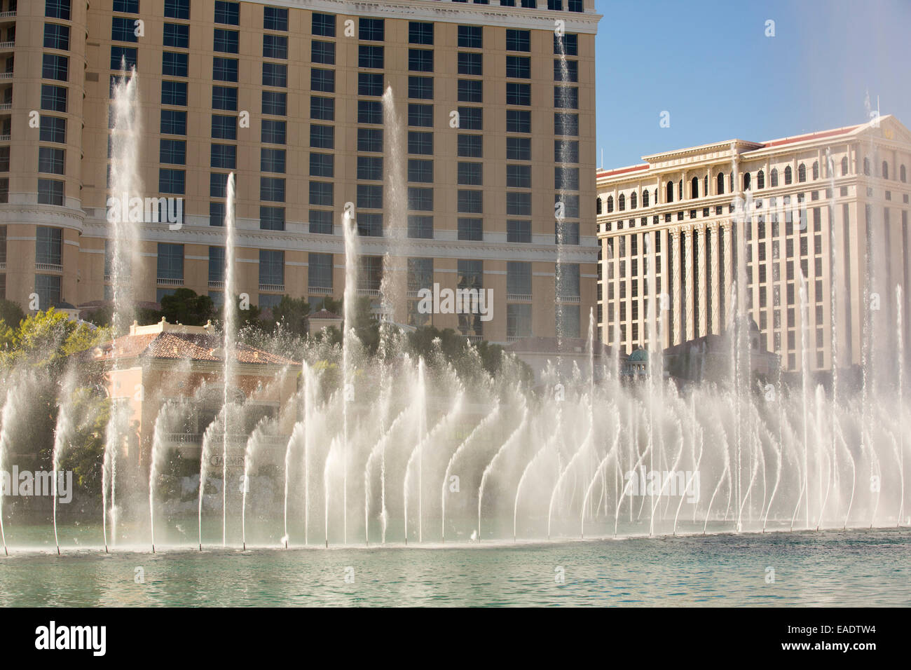 The Bellagio Fountains in Las Vegas, Nevada, USA, probably the most unsustainable city in the world, it uses vast quantities of Stock Photo