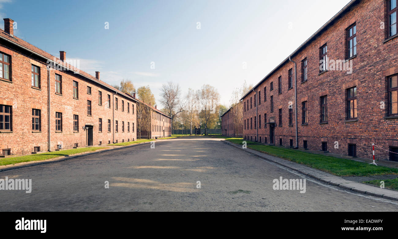 AUSCHWITZ, POLAND - OCTOBER 25, 2014: Auschwitz Camp, a former Nazi extermination camp  in Oswiecim, Poland. It was the biggest Stock Photo