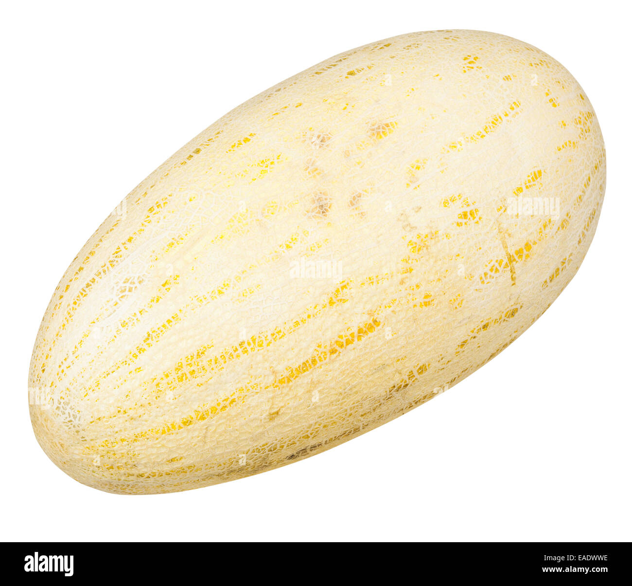 yellow Uzbek-Russian Melon (mirzachul melon, gulabi melon, torpedo melon) isolated on white background Stock Photo