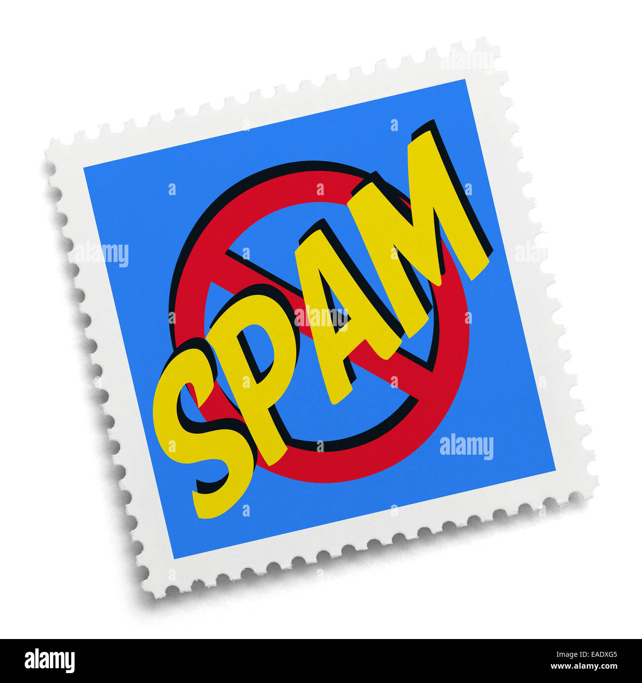 No Spam Email Stamp Isolated on White Background. Stock Photo