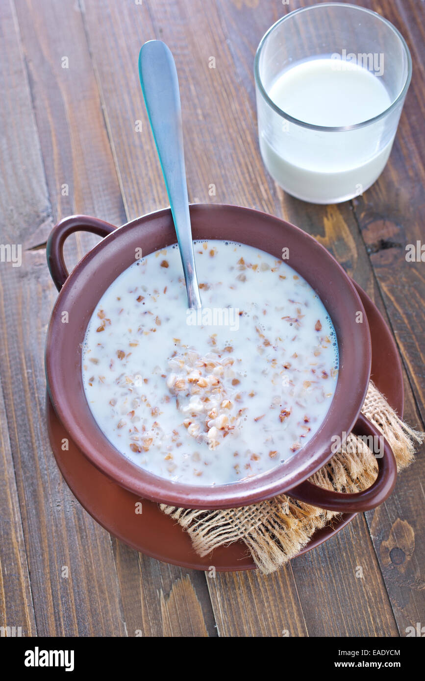 buckwheat with milk Stock Photo Alamy