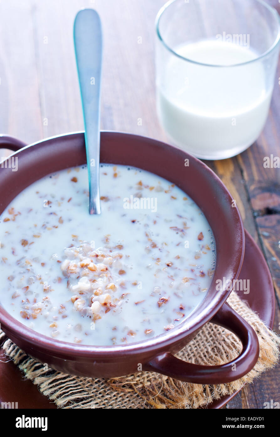 buckwheat with milk Stock Photo Alamy