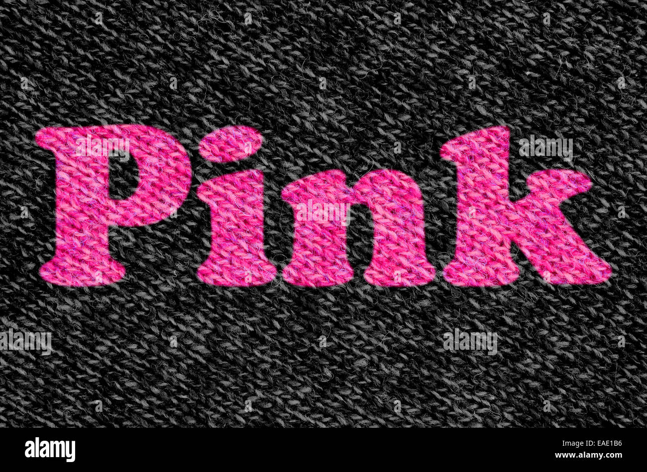 Pink On Black Wool In Die Stock Photo