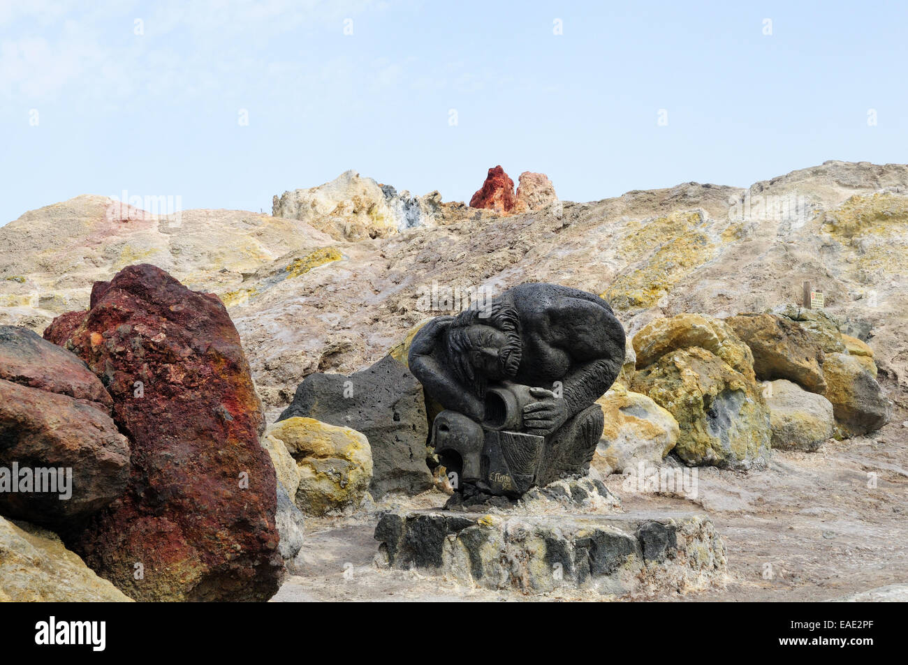 Lava sculpture on lava debris in the town of Porto di Levnti Vulcano Island  Sicily Italy Stock Photo - Alamy